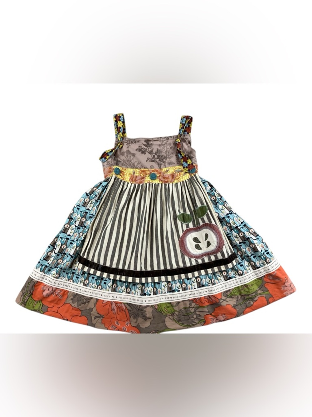 Matilda Jane Girls Size 6 Percy Knot Apron Dress Mixed Print Whimsical You & Me